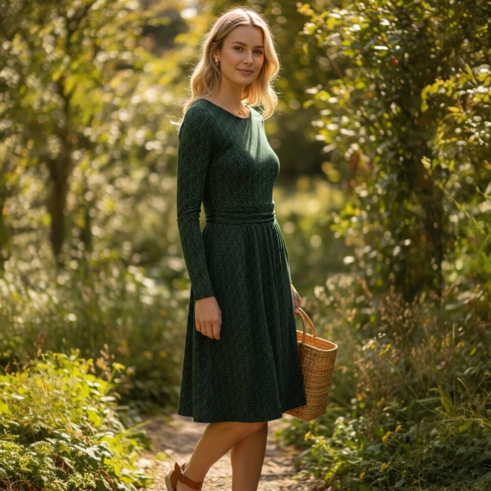 NWT Boden Abigail Jersey Dress Long Sleeve Pockets | Green | Size 10